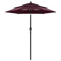 VidaXL Parasol 3-laags met aluminium paal 2 m bordeauxrood