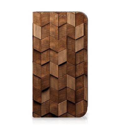 Book Wallet Case voor iPhone 15 Wooden Cubes