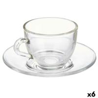 Kopje met schoteltje Vivalto Transparant Glas 85 ml (6 Stuks)