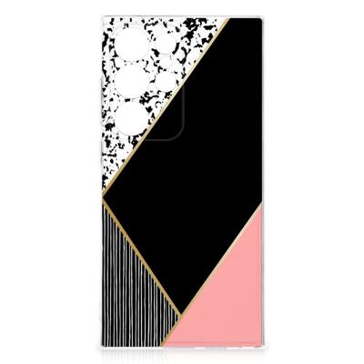 Samsung Galaxy S24 Ultra | TPU Hoesje | Zwart Roze Vormen