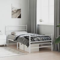 Bedframe met hoofd- en voeteneindemetaal wit 107x203 cm