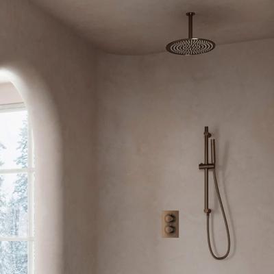 Regendouche set SaniClear Antique | Inbouw | 20 cm | Thermostaatkraan | Rond | Verouderd messing