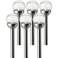 6x Buiten/tuin LED RVS bol stekers Navi solar verlichting 30 cm - thumbnail