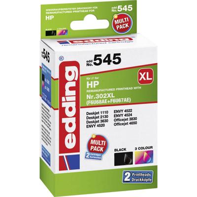 Edding Inktcartridge vervangt HP 302XL, F6U68AE, F6U67AE Compatibel Combipack Zwart, Kleur 18-545 18-545