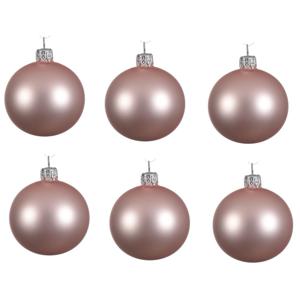 Decoris kerstballen - 6x - lichtroze - 8 cm - glas - mat - velvet - kerstversiering