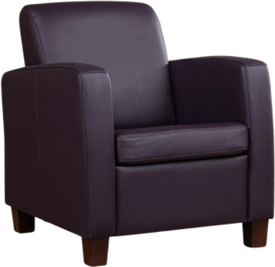 Donkerpaarse leren landelijke fauteuil Joy - poot hout zwart - Toledo Leer Merlin (donkerpaars leer)
