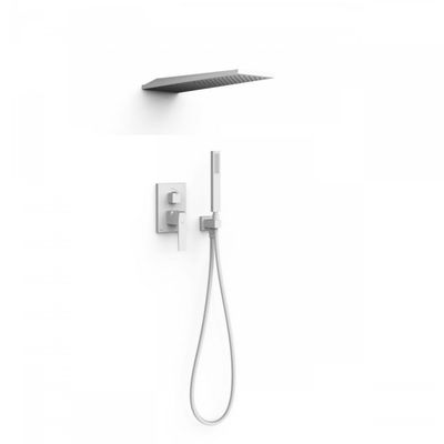 Regendoucheset Inbouw Tres Slim Exclusive Met Wanddouche en Handdoucheset met Staafhanddouche Mat Wit