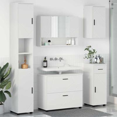 Badkamermeubelset 5 pcs Wit 30 x 35 x 192 cm Bewerkt hout