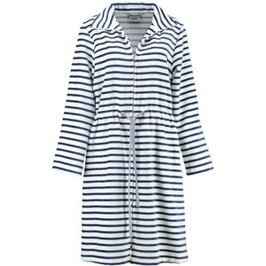 Cawö Cawö Dames Badjas kort met Tunnelkoord en Rits 6597 Navy 44