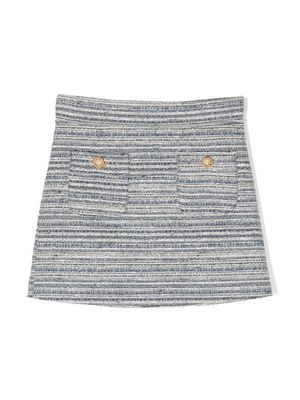 Balmain Kids minijupe en tweed à poches plaquées - Blanc