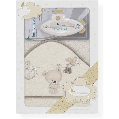 Interbaby Badaccessoires Love 100 Cm Katoen Beige 2-delig