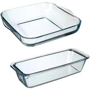 Ovenschalen set 2x formaten - Glas - 29 x 29 cm/31 x 12 cm