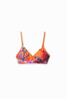 Driehoekige bikinitop met koraal - ORANGE - XS - thumbnail