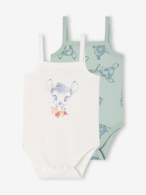 Set van 2 babyrompertjes met dunne schouderbandjes DISNEY® Bambi mintgroen