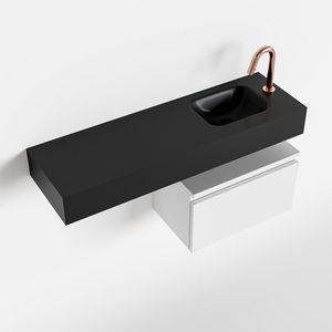Toiletmeubel Mondiaz Andor | 100 cm | Meubelkleur Talc | Lex vrijhangend wastafel Urban Rechts | 1 kraangat