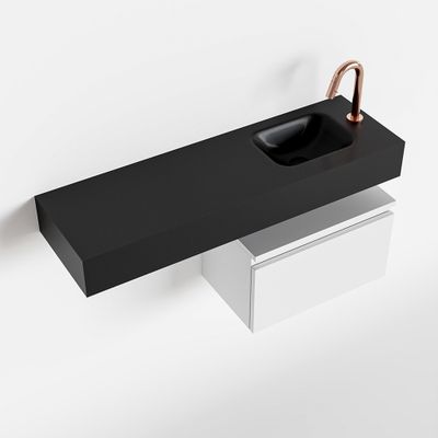 Toiletmeubel Mondiaz Andor | 100 cm | Meubelkleur Talc | Lex vrijhangend wastafel Urban Rechts | 1 kraangat