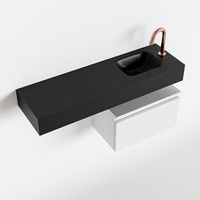 Toiletmeubel Mondiaz Andor | 100 cm | Meubelkleur Talc | Lex vrijhangend wastafel Urban Rechts | 1 kraangat