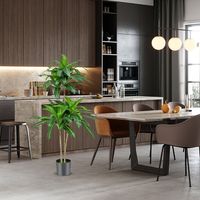 140 cm Hoge Kunstboom Nep Dracaena Plant met 92 Bladeren Cement Pot Foam Hoes Onderhoudsvrij voor Tuindecoratie Thuiskantoor