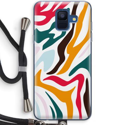 Colored Zebra: Samsung Galaxy A6 (2018) Transparant Hoesje met koord