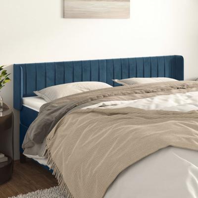 Hoofdbord met randen 203x16x78/88 cm fluweel donkerblauw
