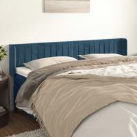 Hoofdbord met randen 203x16x78/88 cm fluweel donkerblauw
