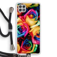 Neon bloemen: Samsung Galaxy A22 4G Transparant Hoesje met koord
