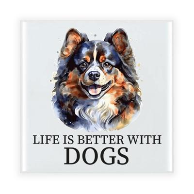 Cadeau tegel hondenliefhebber - Pomeriaan hond - keramiek - waterverf - 15 x 15 cm