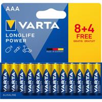 Varta batterij Longlife Power AAA, blister van 8 + 4