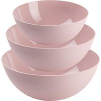 Plasticforte voedsel serveer schalen set - 3x stuks - roze - kunststof - Dia 20/25/28 cm - thumbnail