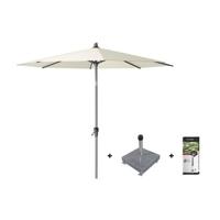 Platinum Riva stokparasol 2,5 m. rond - Ecru met voet en hoes