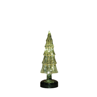 Kerstboompje glas led op batterij met timer 27.5x9.5 cm groen - Annas collection