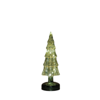 Kerstboompje glas led op batterij met timer 27.5x9.5 cm groen - Annas collection