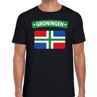 Groningen vlag t-shirt zwart voor heren - thumbnail