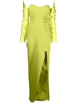 Gaby Charbachy robe froncée à épaules dénudées - Vert