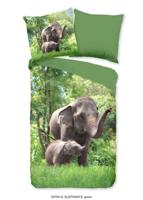 Good Morning Kinderdekbedovertrek "olifant" - Groen - (135x200 cm) - Katoen