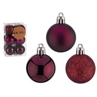 Kleine kerstballen - 12x stuks - wijn/bordeaux rood - kunststof - 4 cm Kleine kerstballen - 12x stuks - wijn/bordeaux rood - kunststof - 4 cm