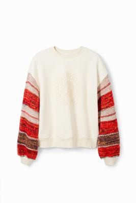 Gecombineerd sweatshirt met borduursel - WHITE - L
