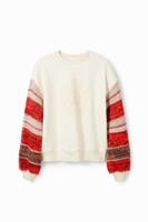 Gecombineerd sweatshirt met borduursel - WHITE - L