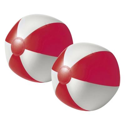 Impression Strandbal - 2x - opblaasbaar - zwembad speelgoed - rood/wit - D26 cm Impression Strandbal - 2x - opblaasbaar - zwembad speelgoed - rood/wit - D26 cm
