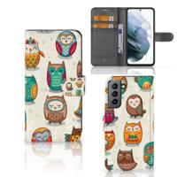 Samsung Galaxy S21 FE | Telefoonhoesje | Met pasjeshouder | Vrolijke Uilen