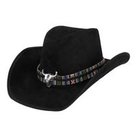 Boland party Carnaval verkleed cowboy hoed Rodeo - zwart - volwassenen - polyester - Verkleedhoofddeksels - thumbnail