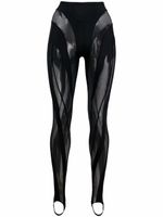 Mugler legging à empiècements en tulle - Noir