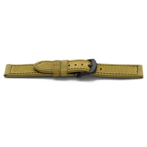 Horlogeband Universeel H828 Leder Mosterdbruin 22mm
