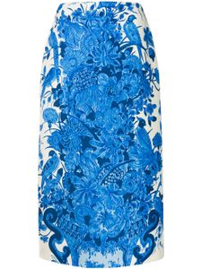 Valentino Garavani robe mi-longue à fleurs - Bleu