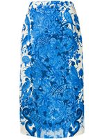Valentino Garavani robe mi-longue à fleurs - Bleu