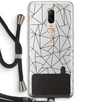 Geometrische lijnen zwart: OnePlus 6 Transparant Hoesje met koord