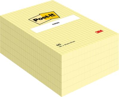 Memoblok post-it 662 102x152mm ruit geel | 6 stuks