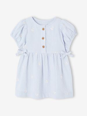 Jurk voor babymeisjes met geborduurde details lichtblauw Jurk voor babymeisjes met geborduurde details lichtblauw