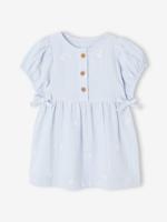 Jurk voor babymeisjes met geborduurde details lichtblauw