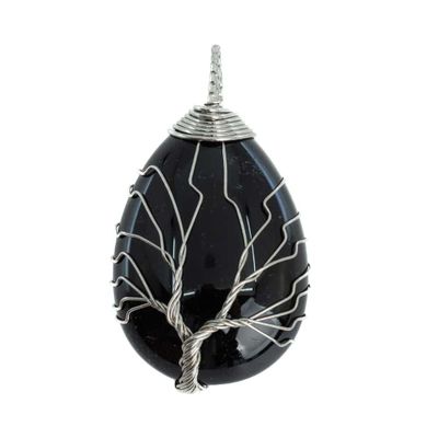 Edelsteen Hanger Levensboom Obsidiaan (4 cm)
